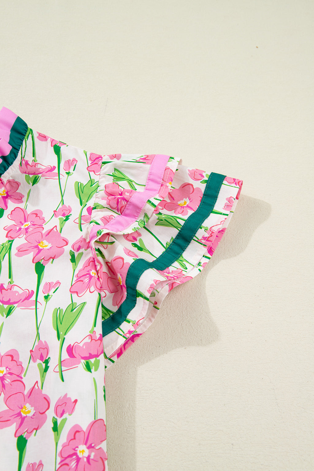 Памучна блуза с принт на цветя