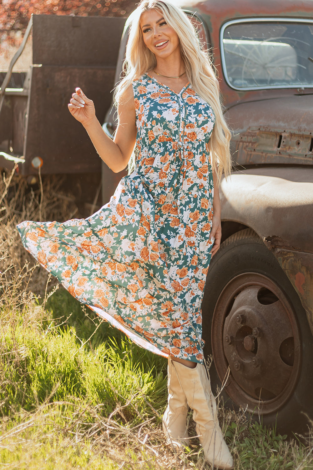 Дълга рокля с флорален принт