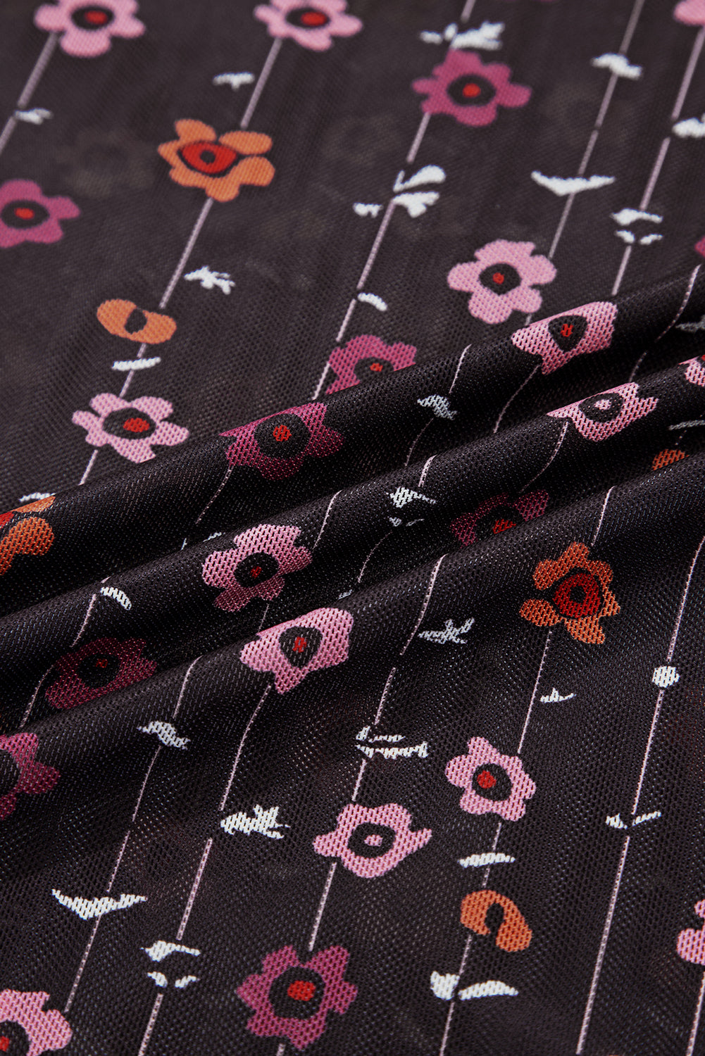 Мрежесто боди с принт на цветя