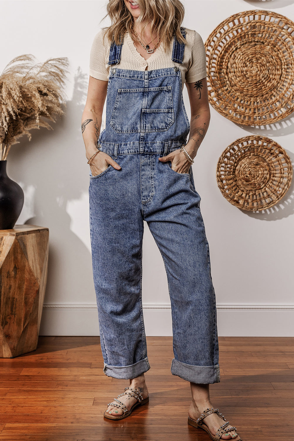 Long denim jumpsuit 
