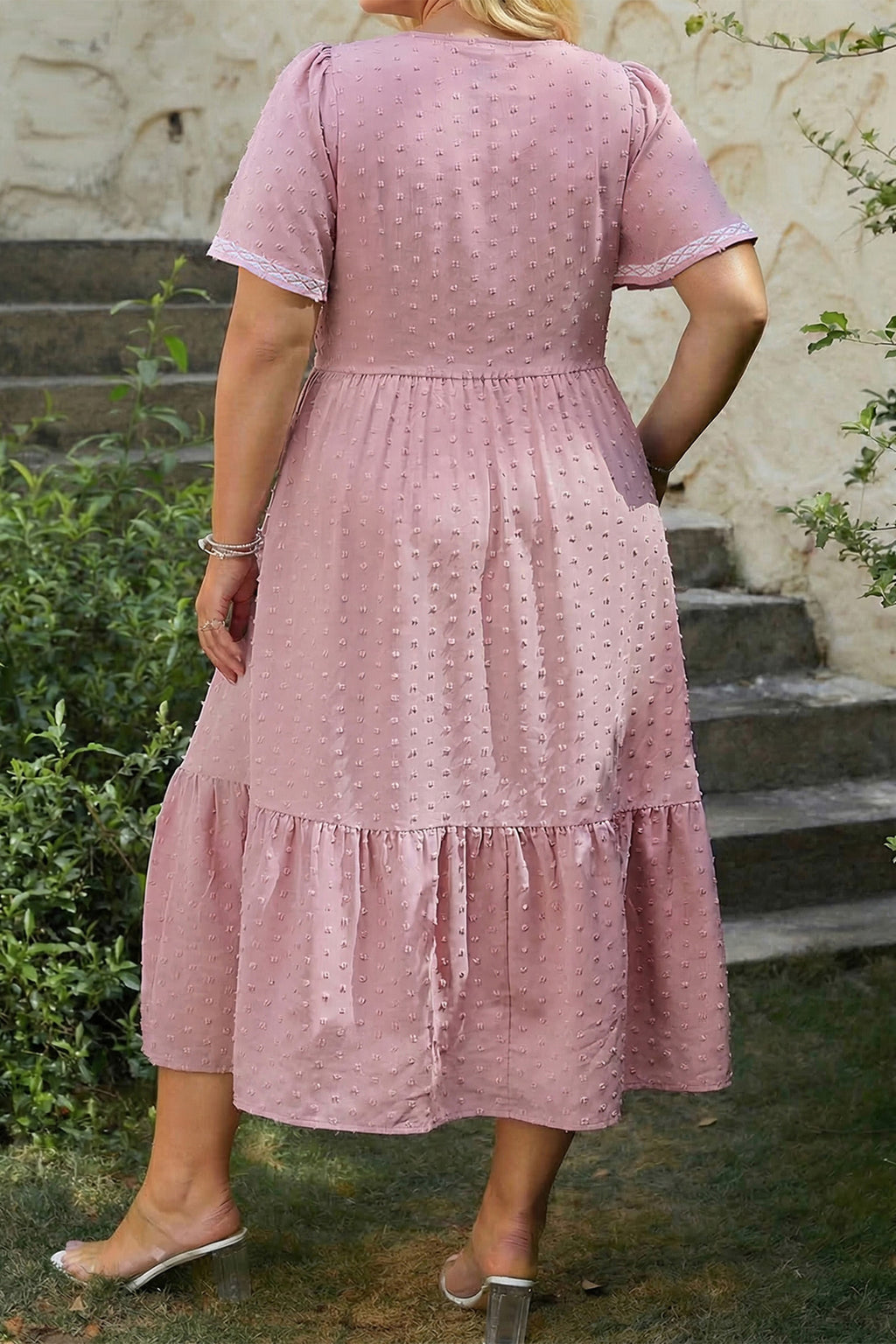Plus size розова рокля