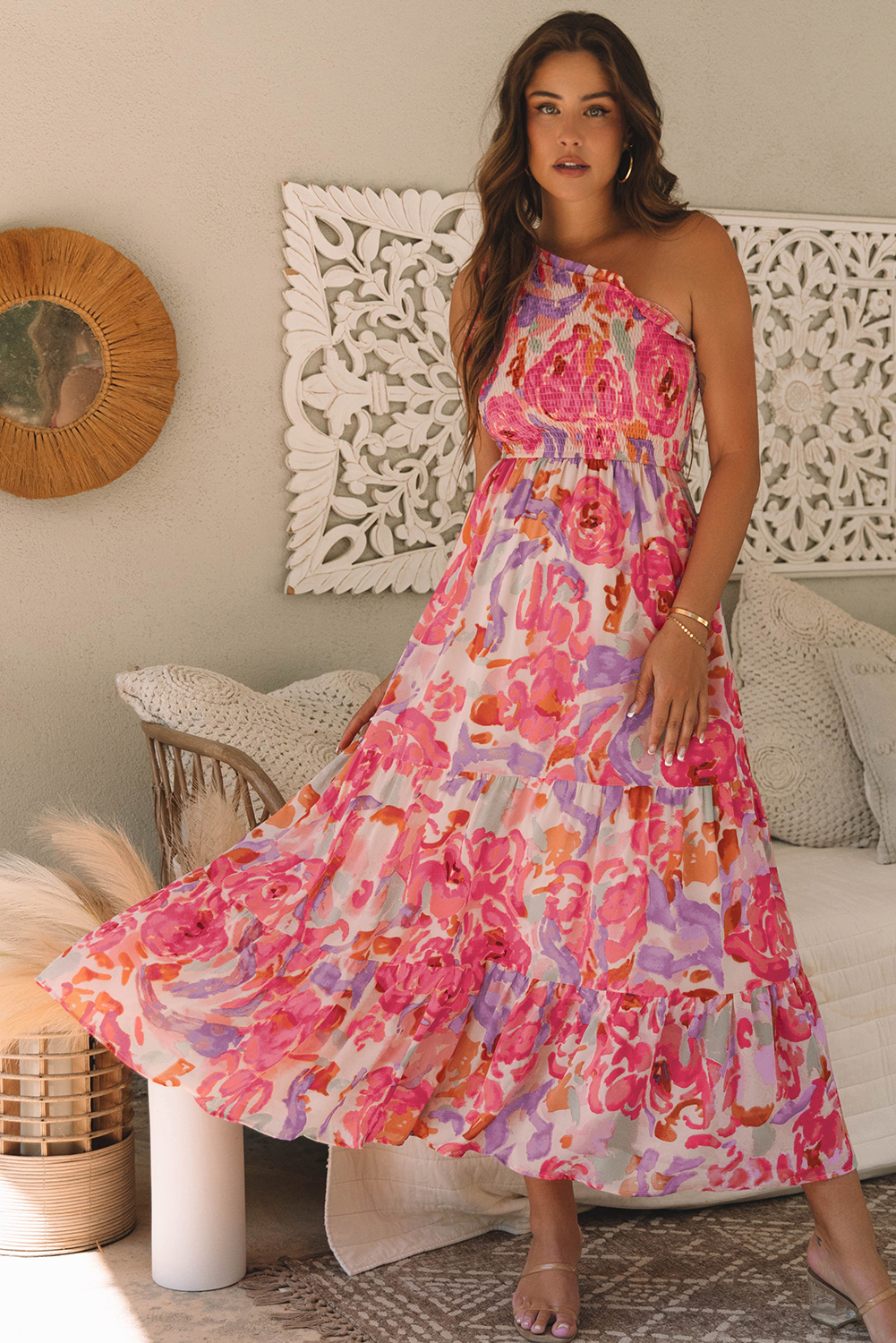 Long dress with floral print 