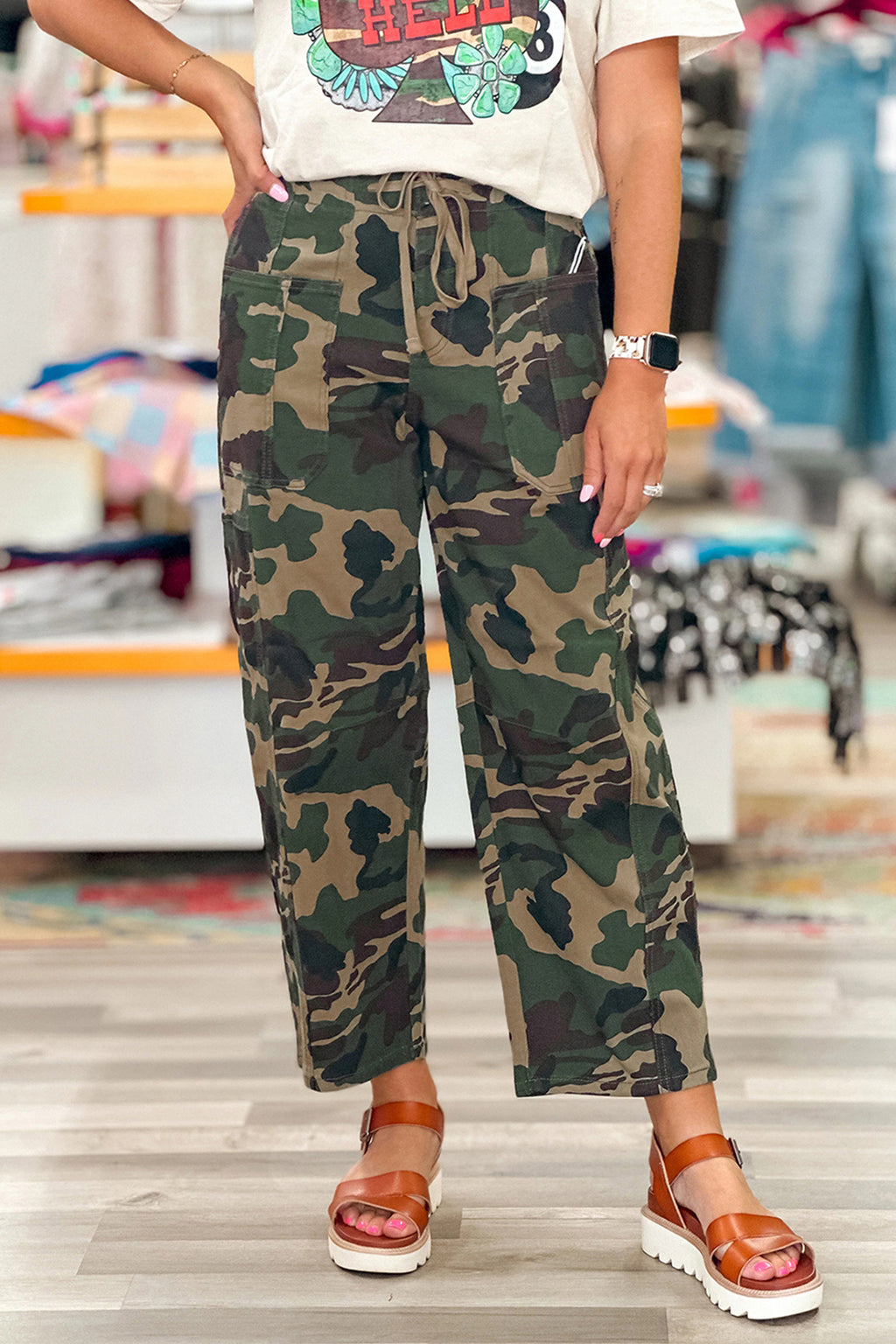 Camouflage print jeans 