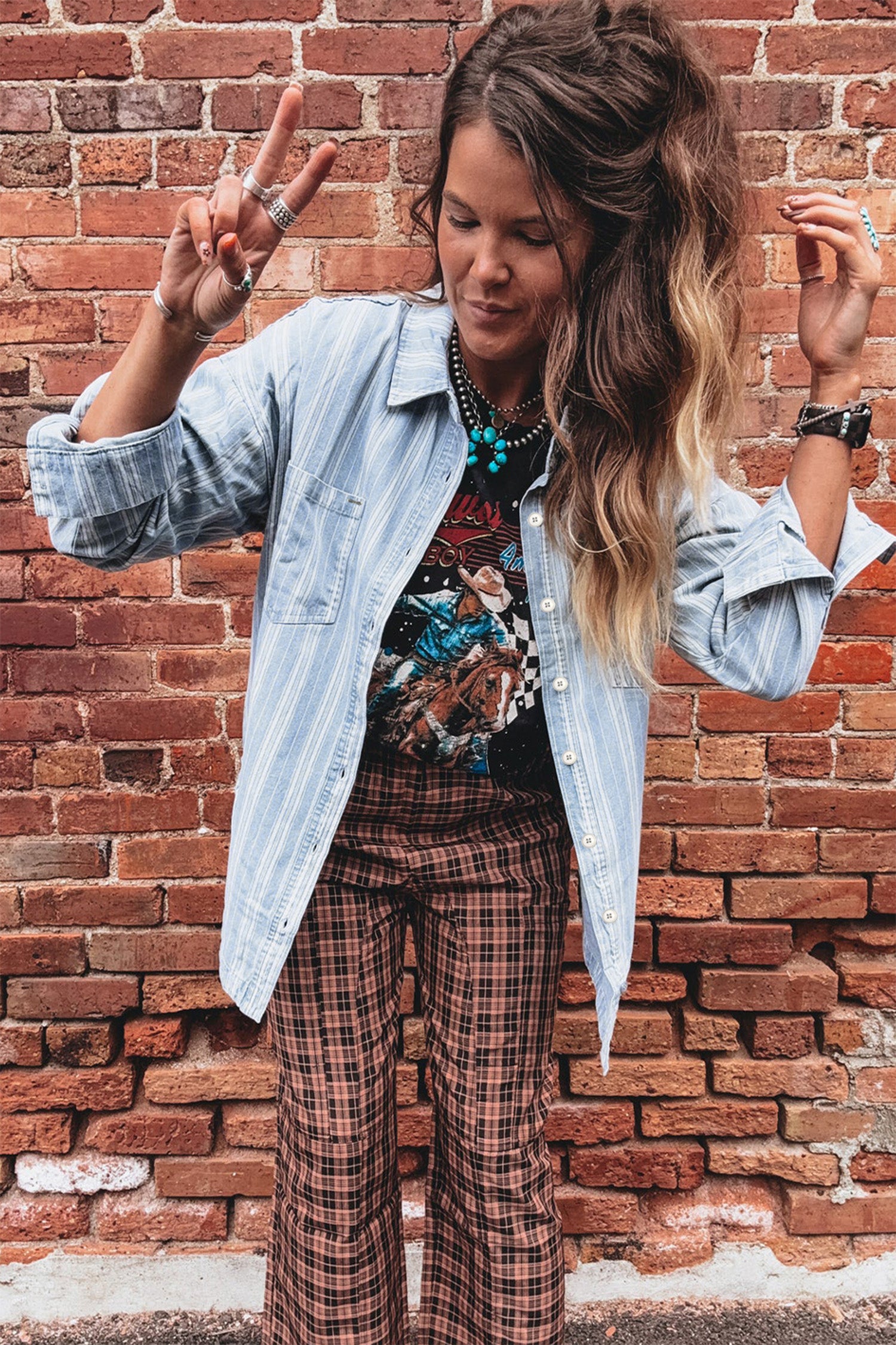 Sky Blue Stripe Boyfriend Chest Pocket Classic Denim Jacket