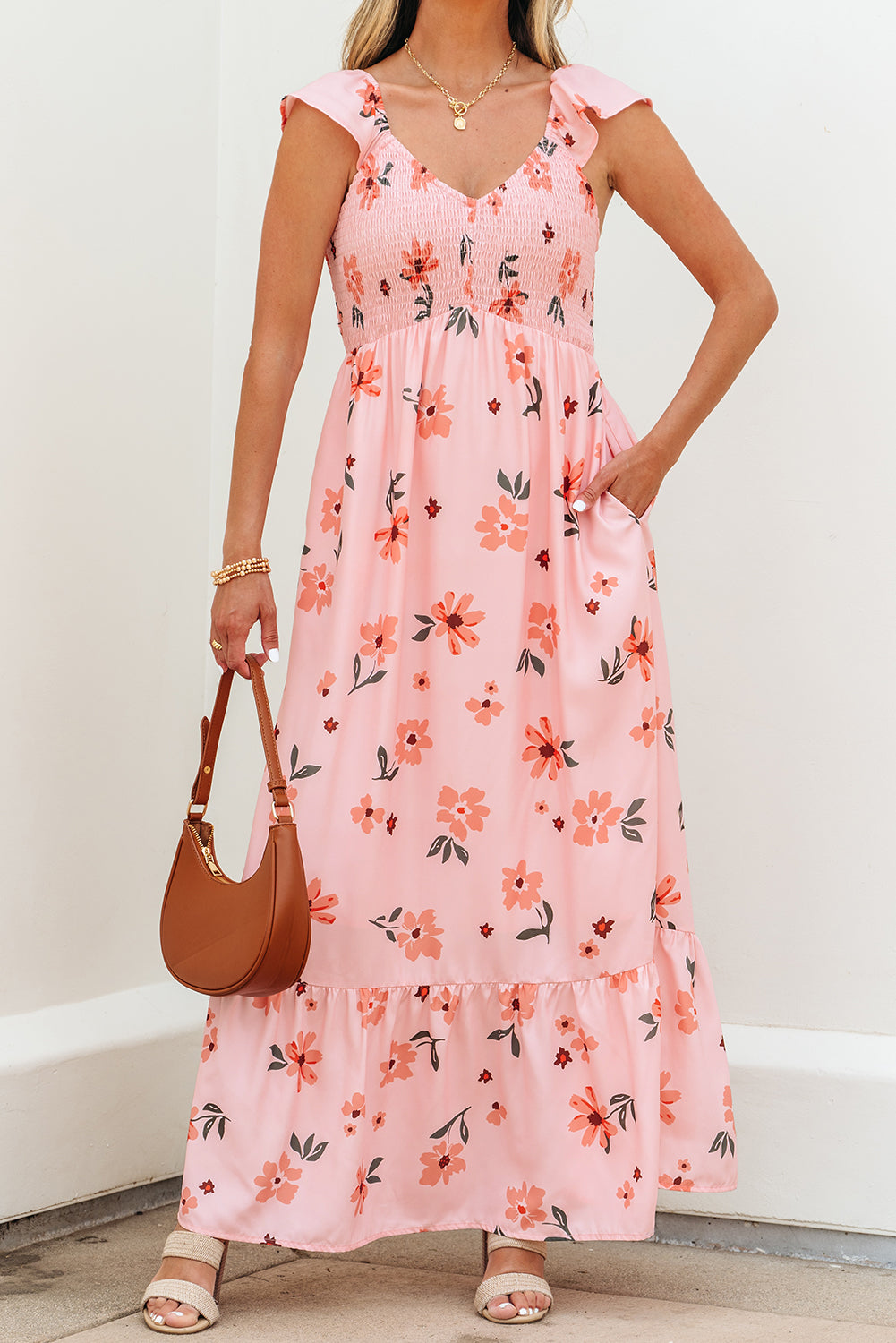 Long dress with floral print 