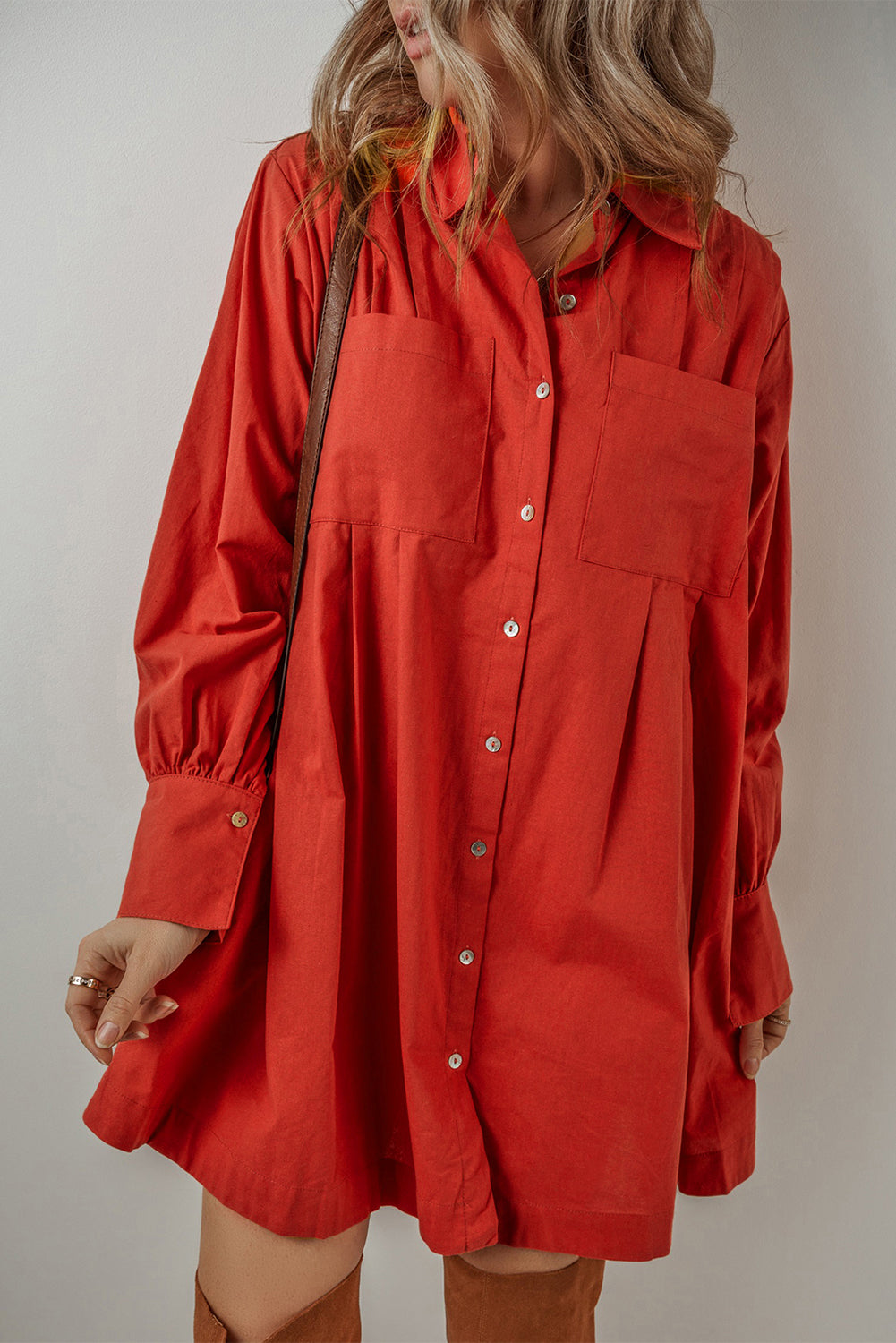 Shirt dress, made of cotton and linen 