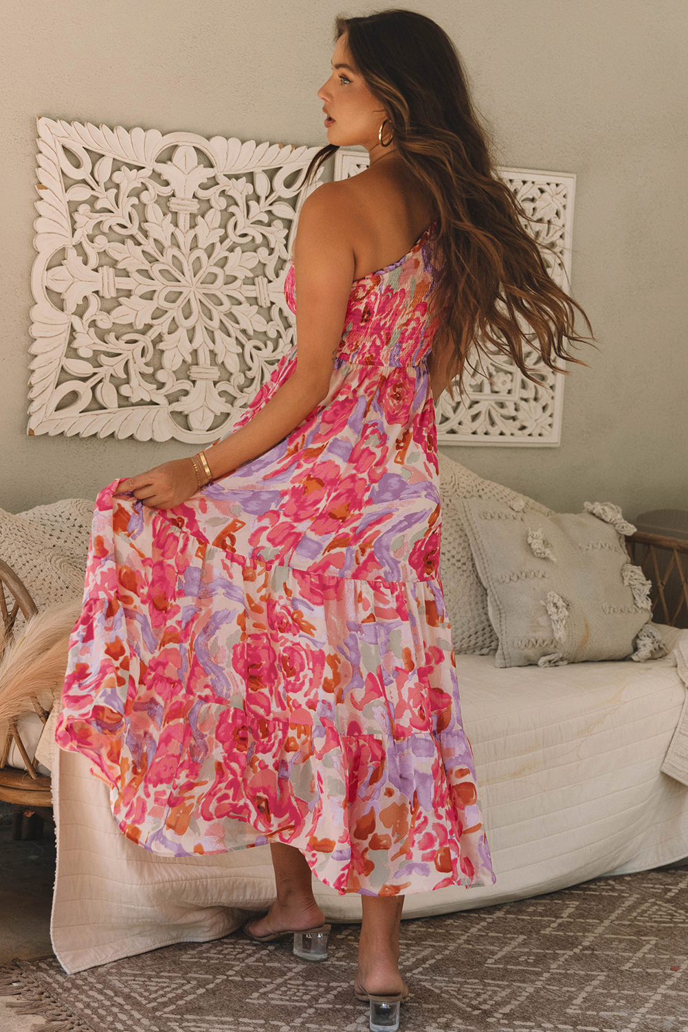 Long dress with floral print 