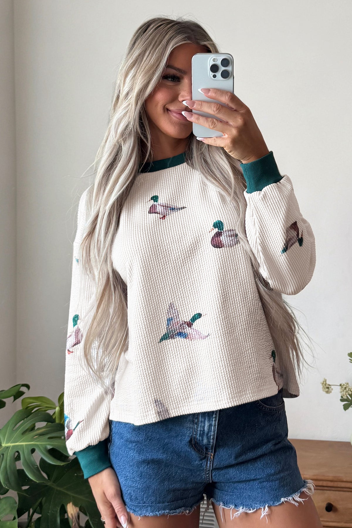 Blouse with duck print