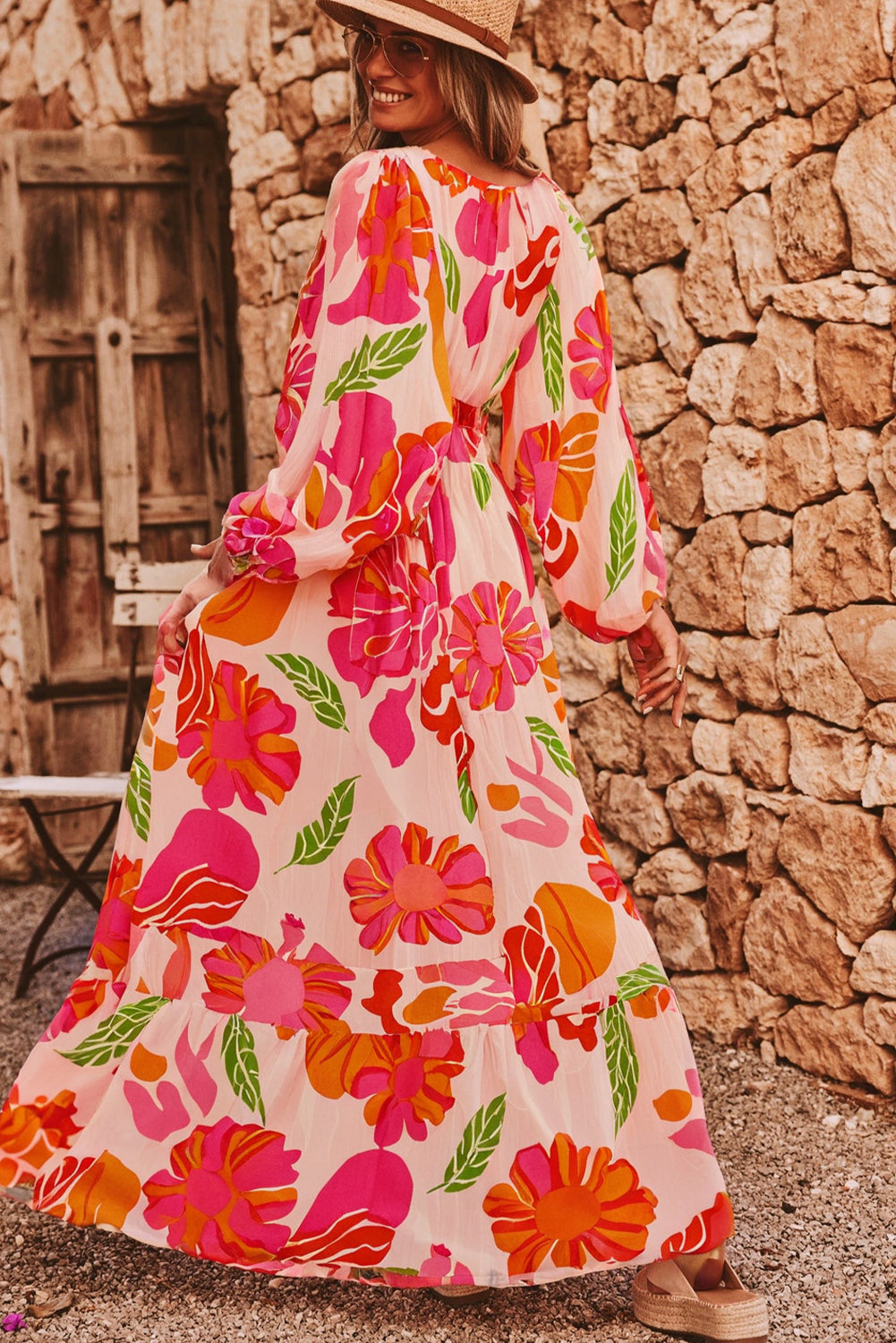 Long dress with floral print 