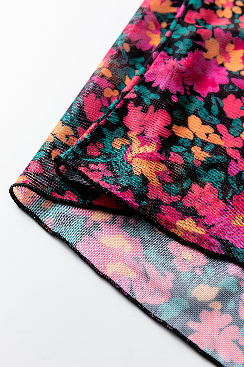Mesh blouse with floral print 
