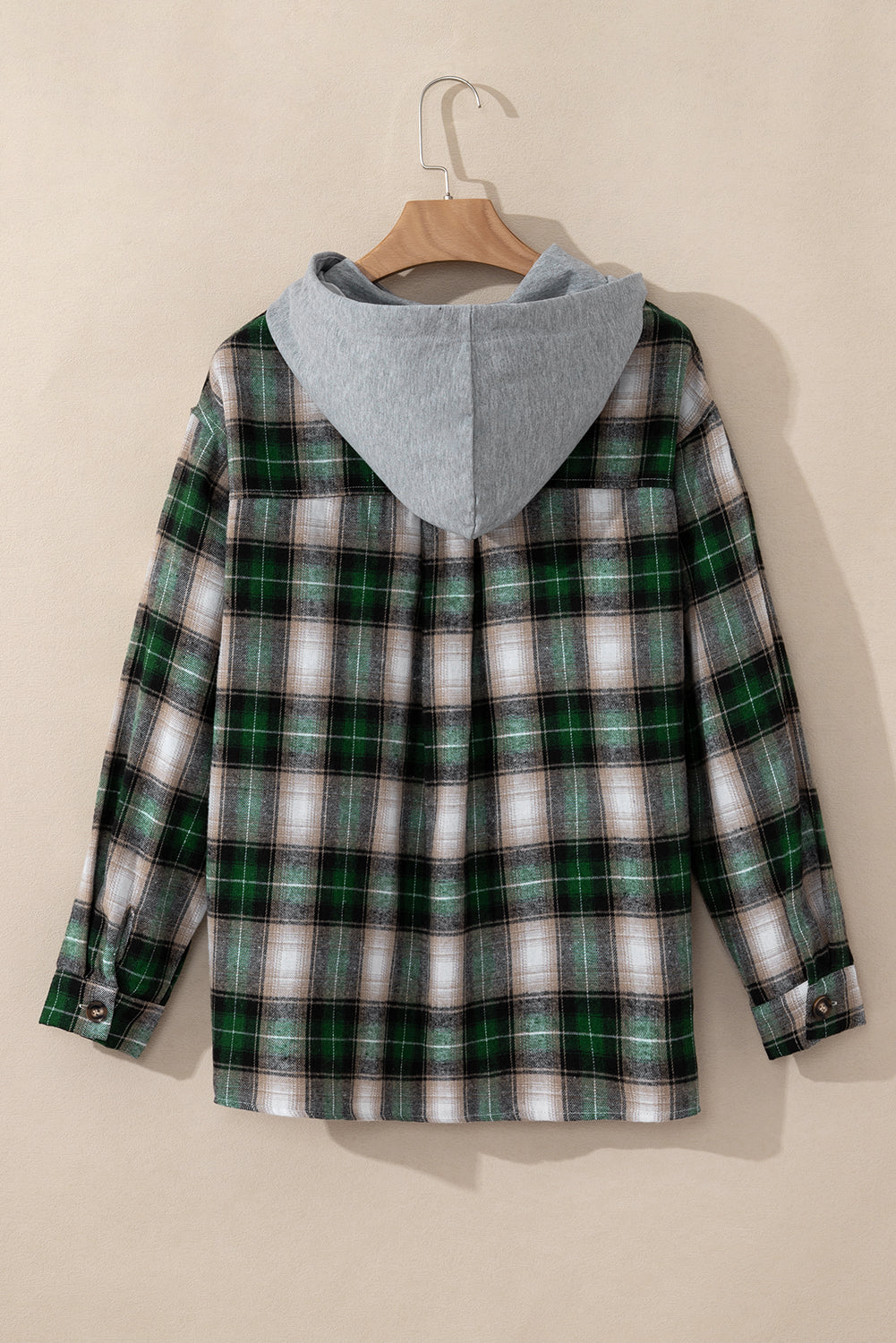 Checked shacket shirt with hood 