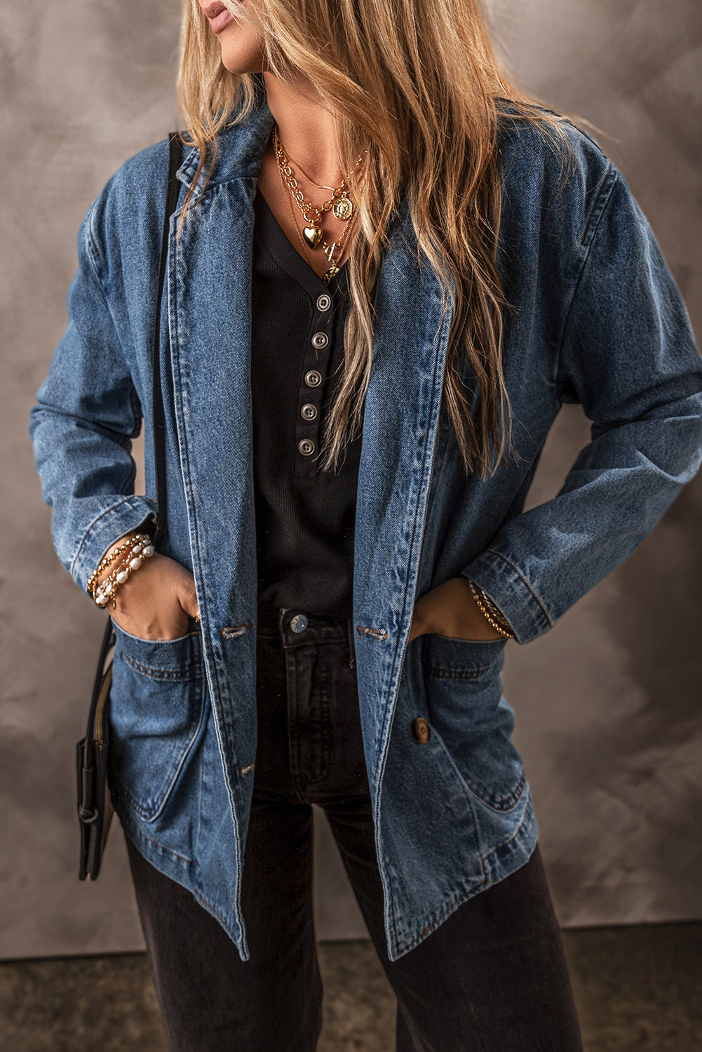 Denim jacket with lapel