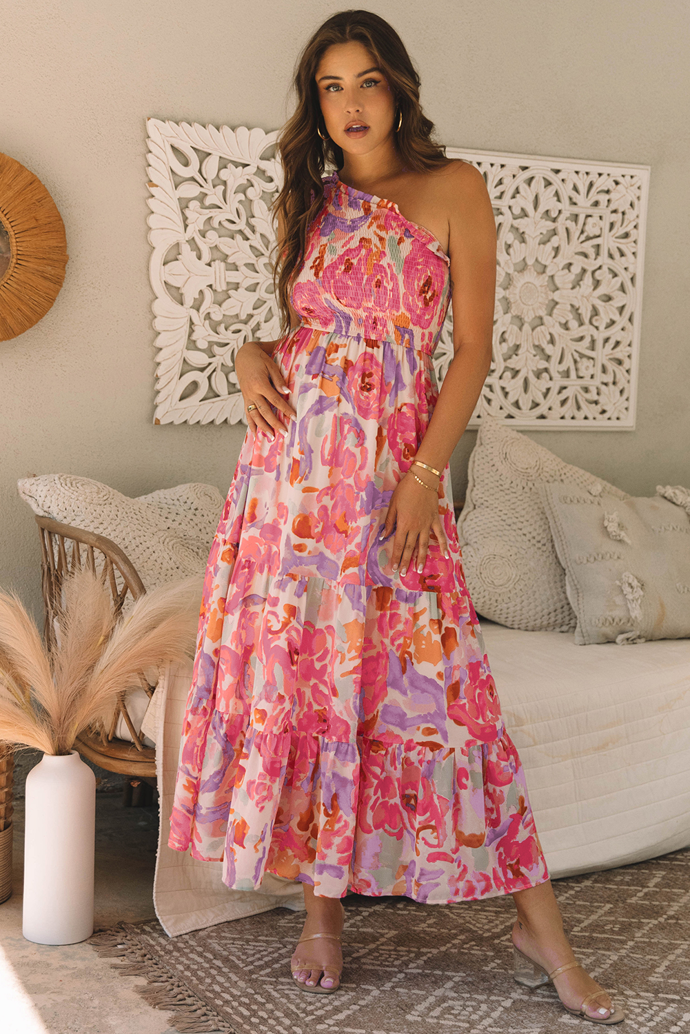 Long dress with floral print 