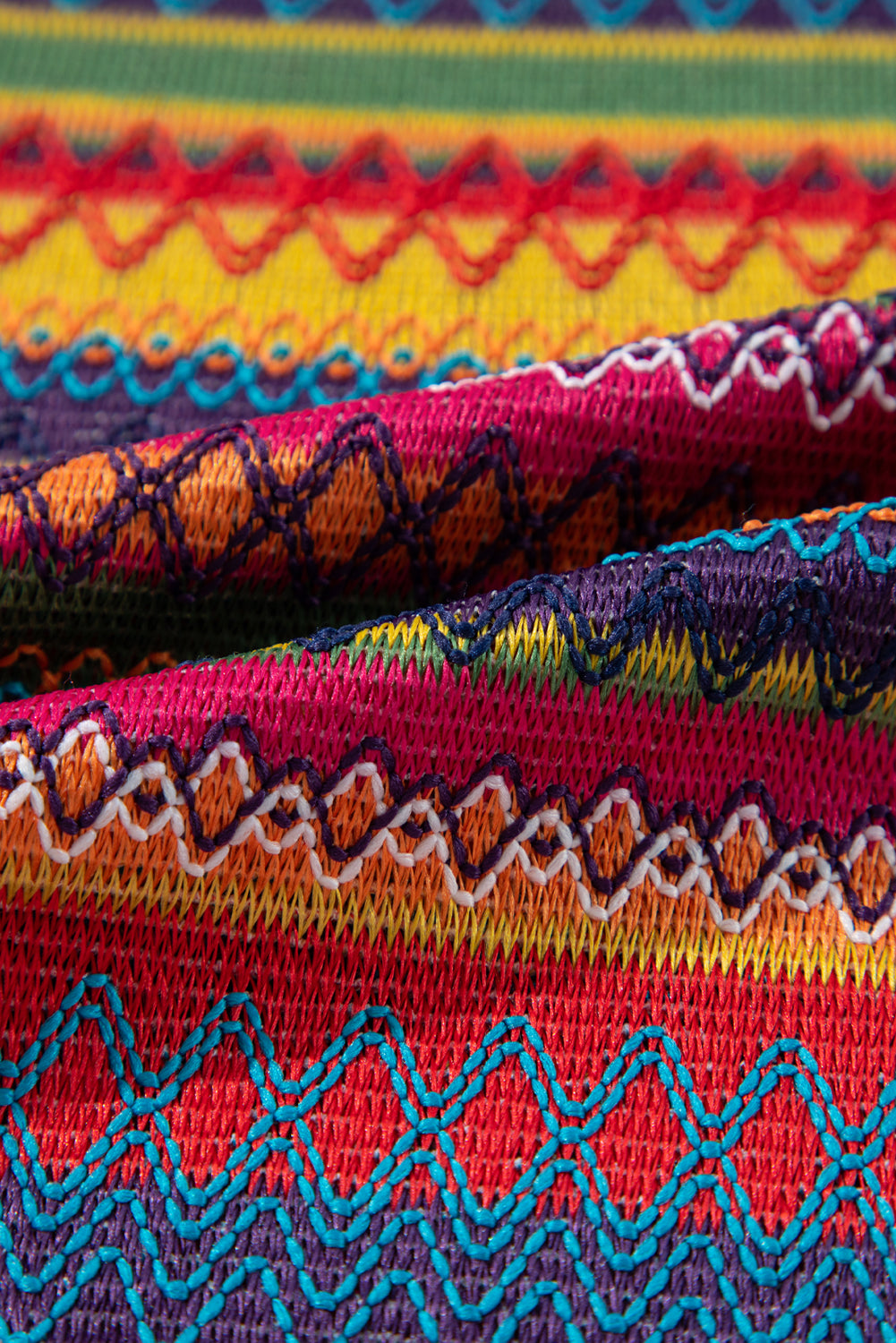 Blouse with ethnic print and short sleeves with tassels 