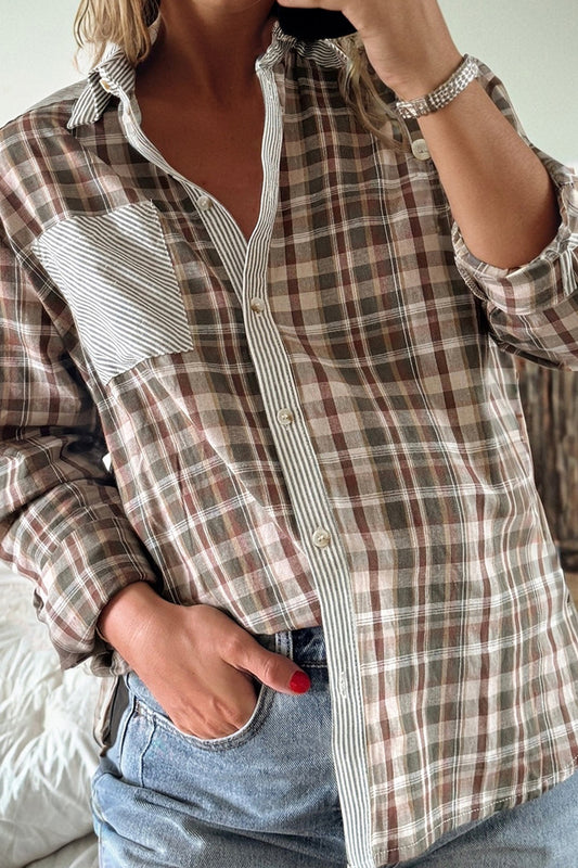 дамска риза микс принт каре и райе