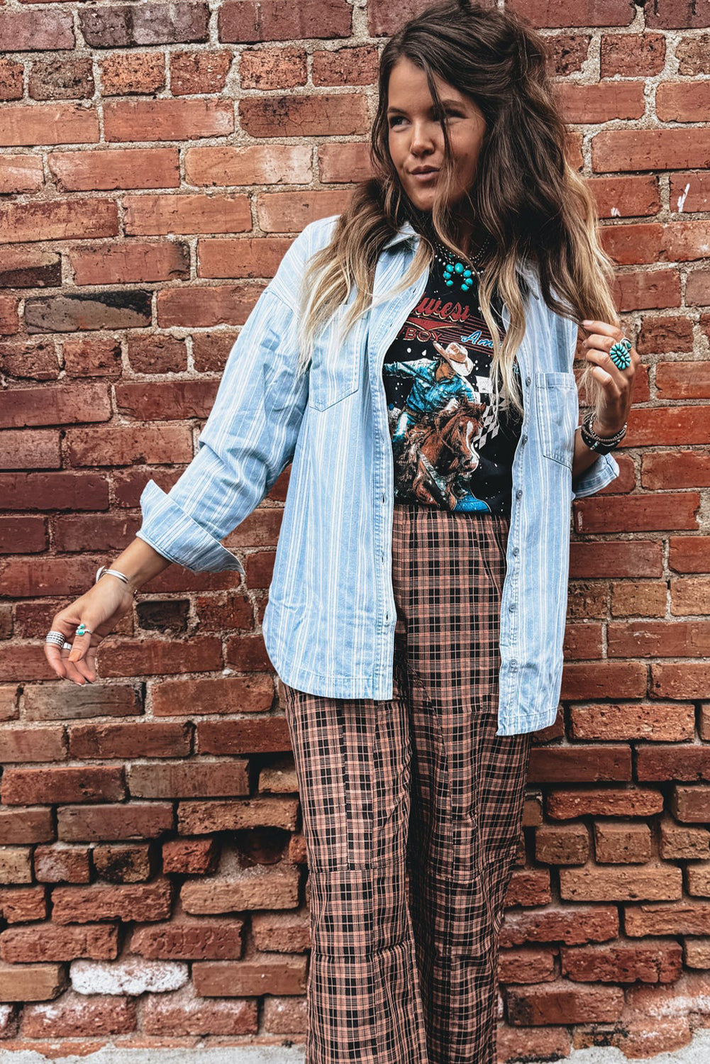 Sky Blue Stripe Boyfriend Chest Pocket Classic Denim Jacket