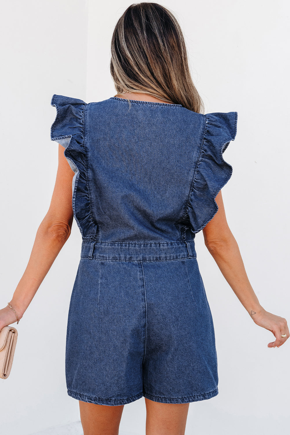 Short denim jumpsuit 