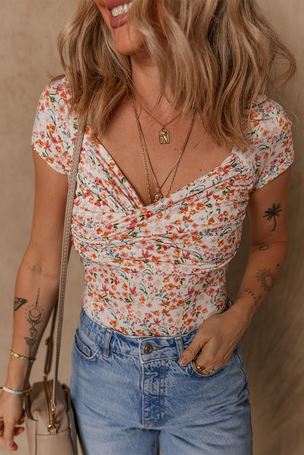 Floral print bodysuit 
