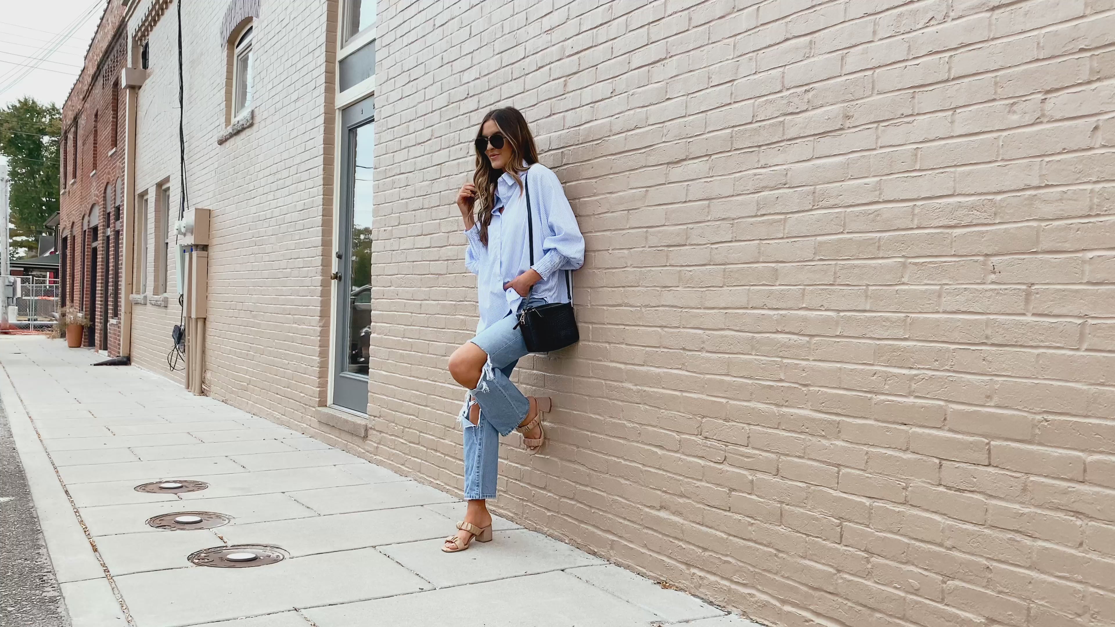 Риза на райе с дълъг ръкав