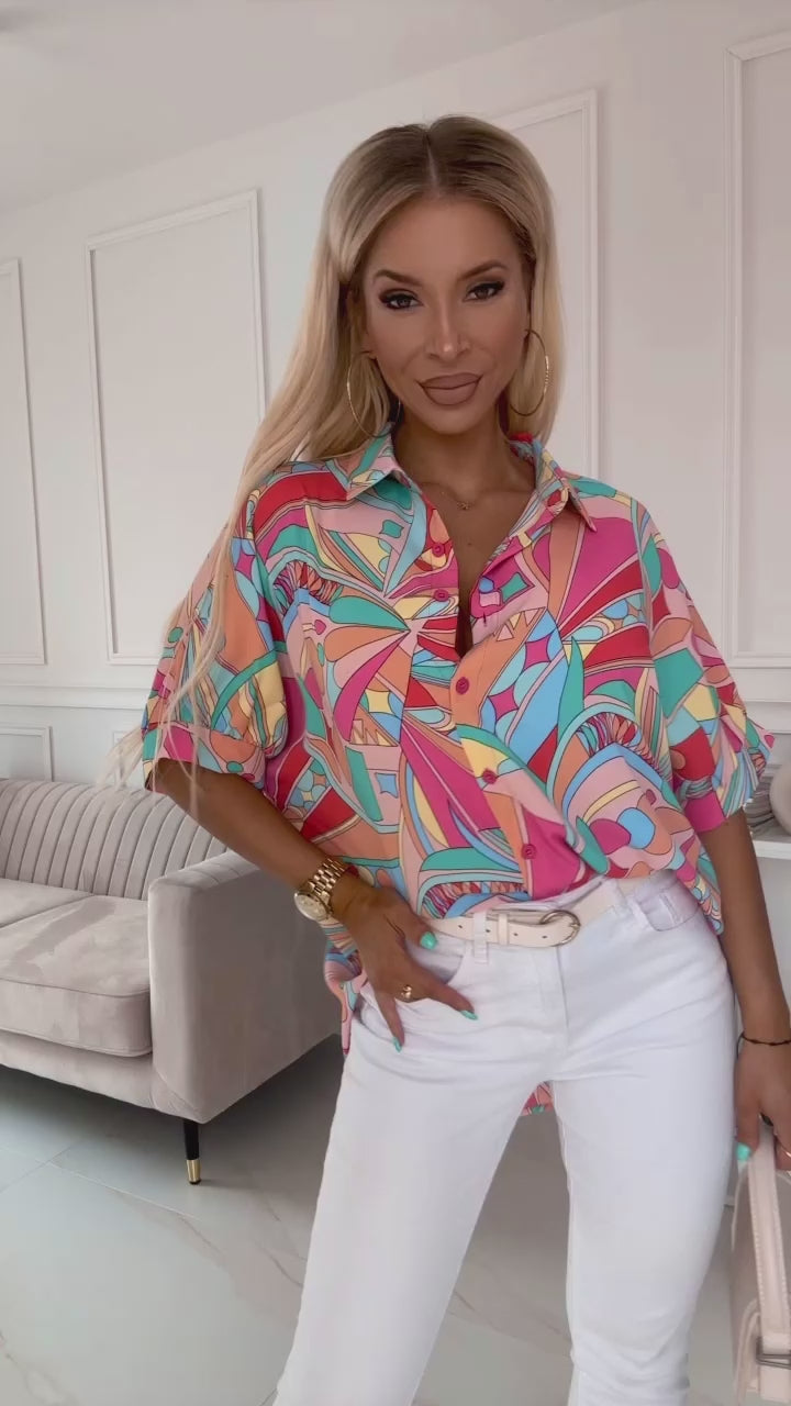 Свободна риза с къс ръкав