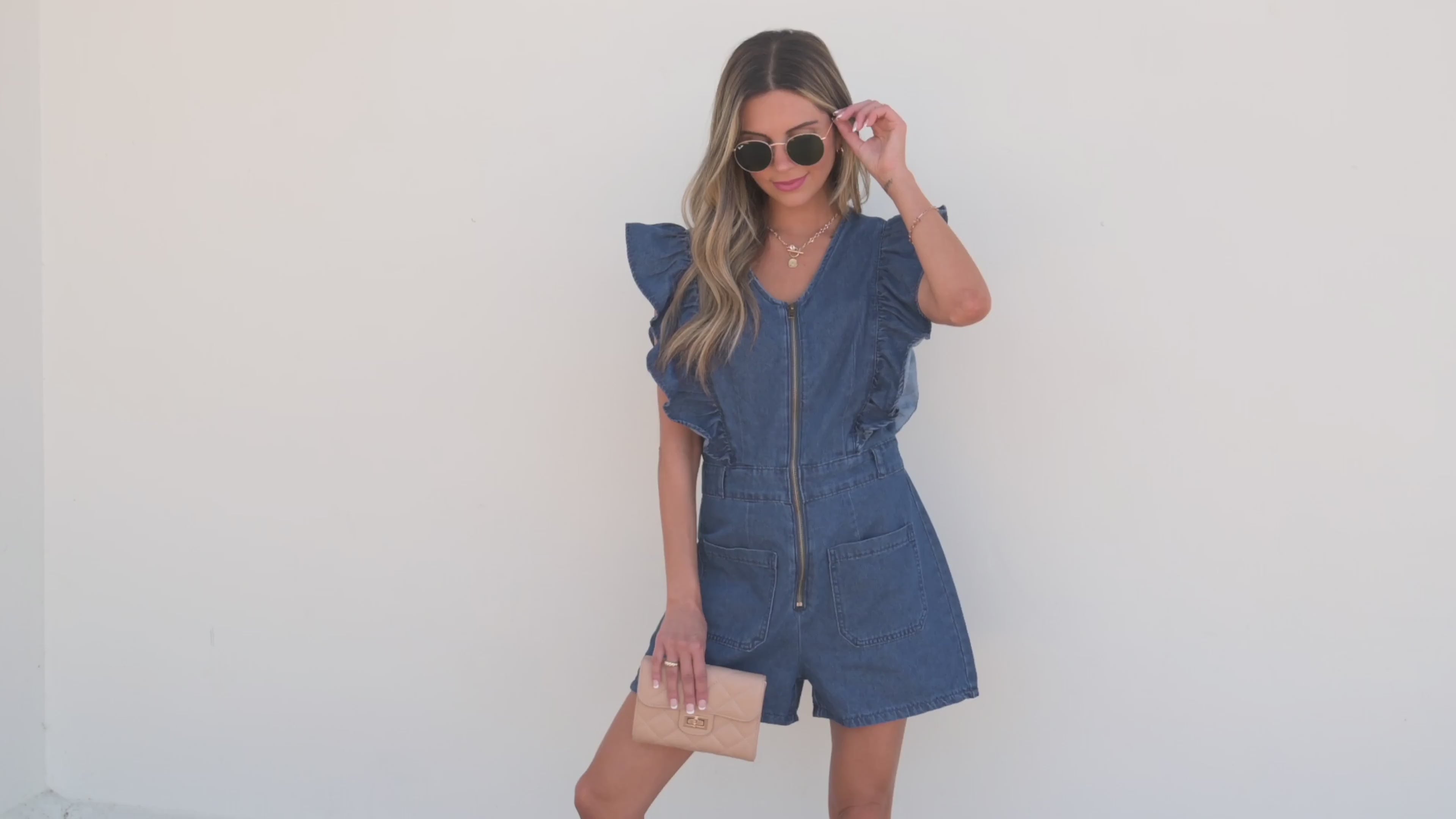 Short denim jumpsuit 