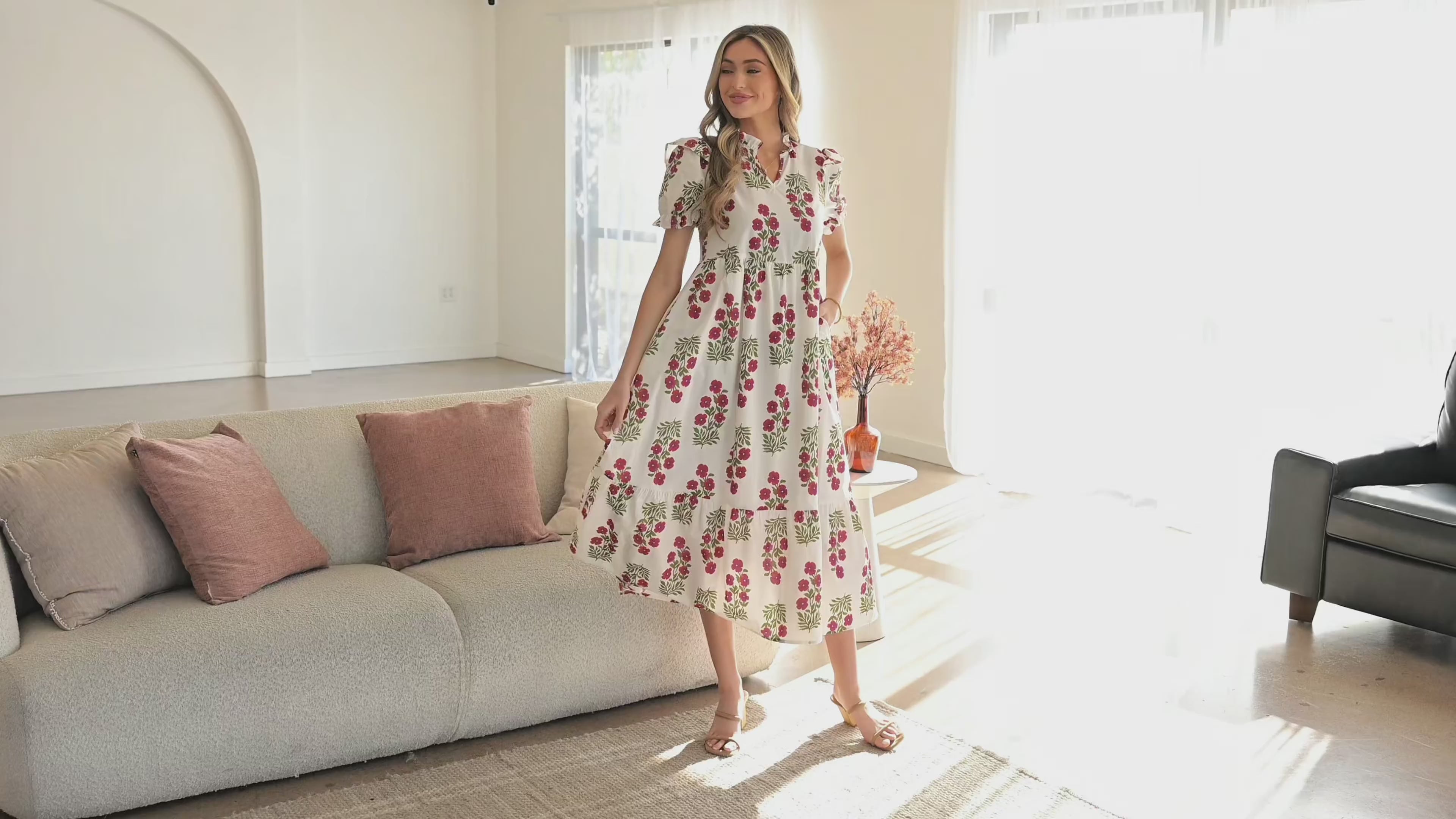 Cotton dress with floral print 