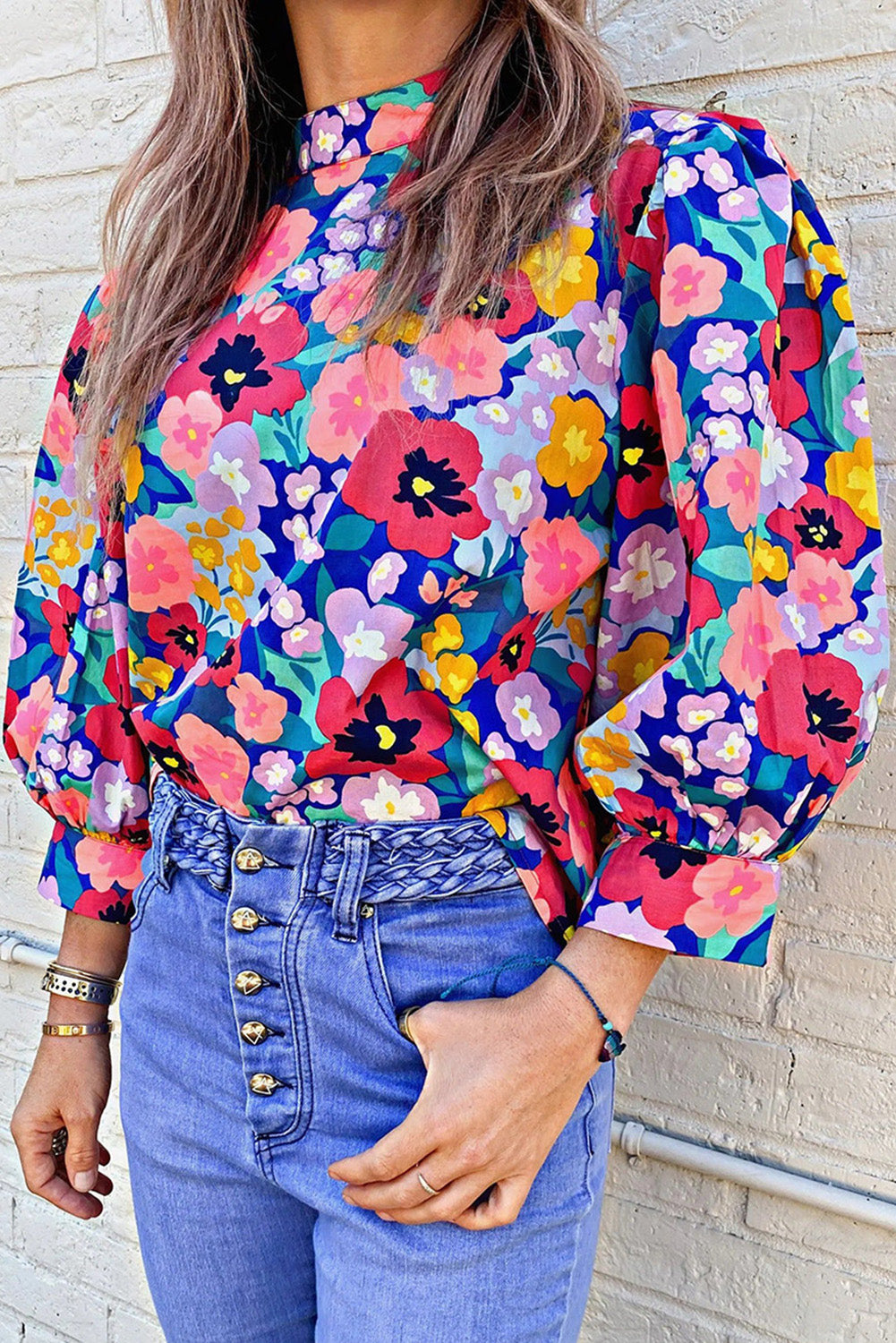 Cotton blouse with floral print