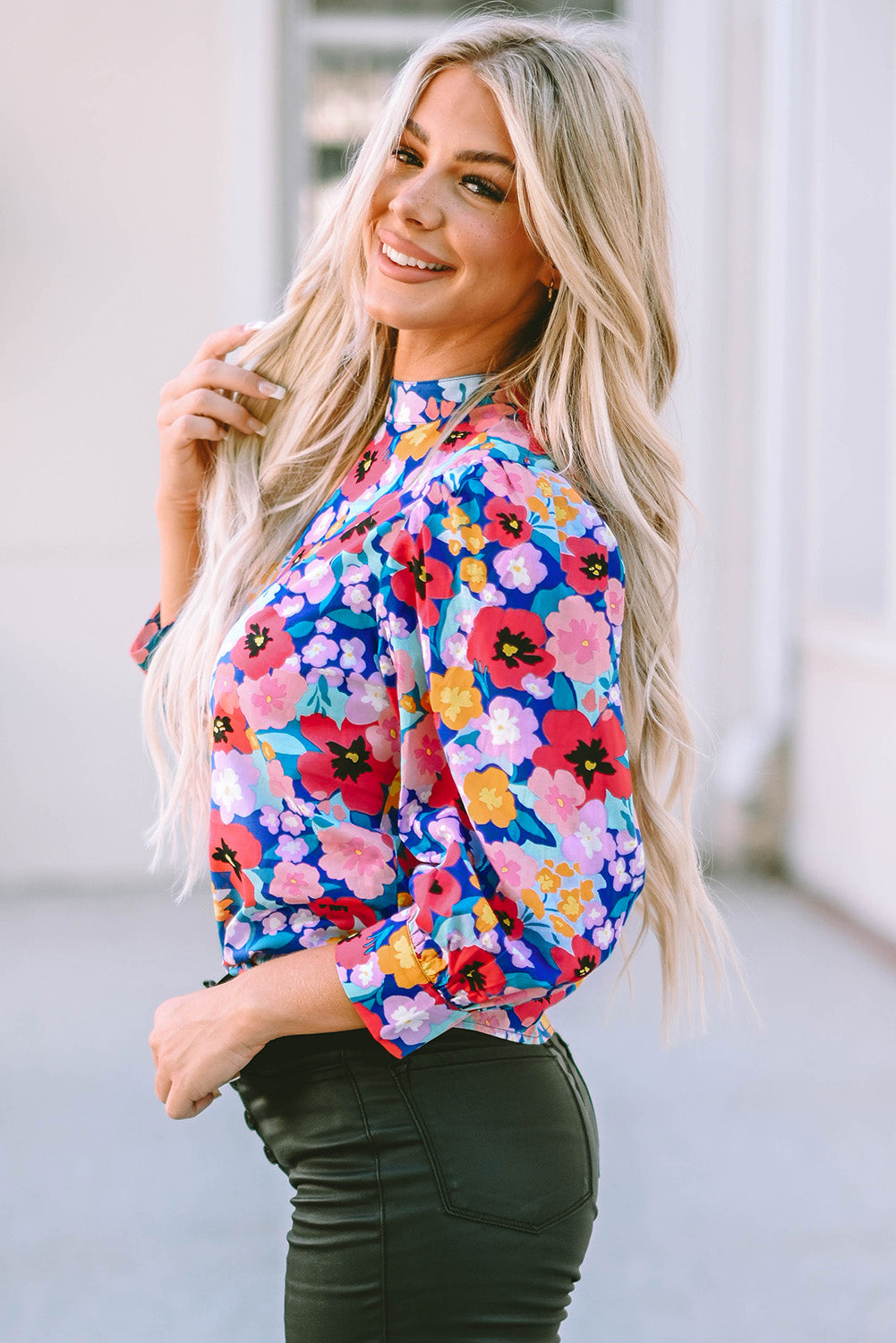 Cotton blouse with floral print